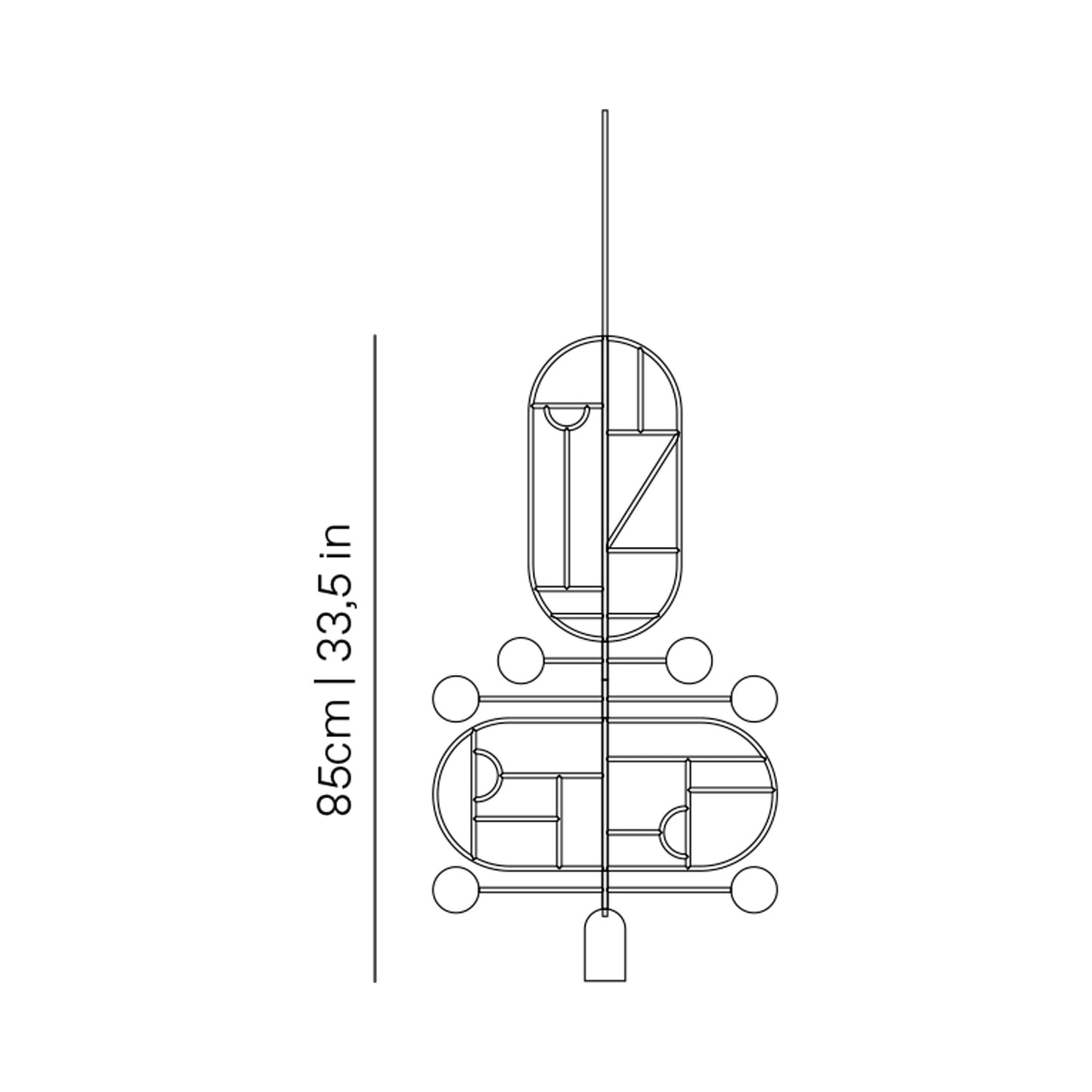 Wooden Dots WDS13 Pendant Light - line drawing.