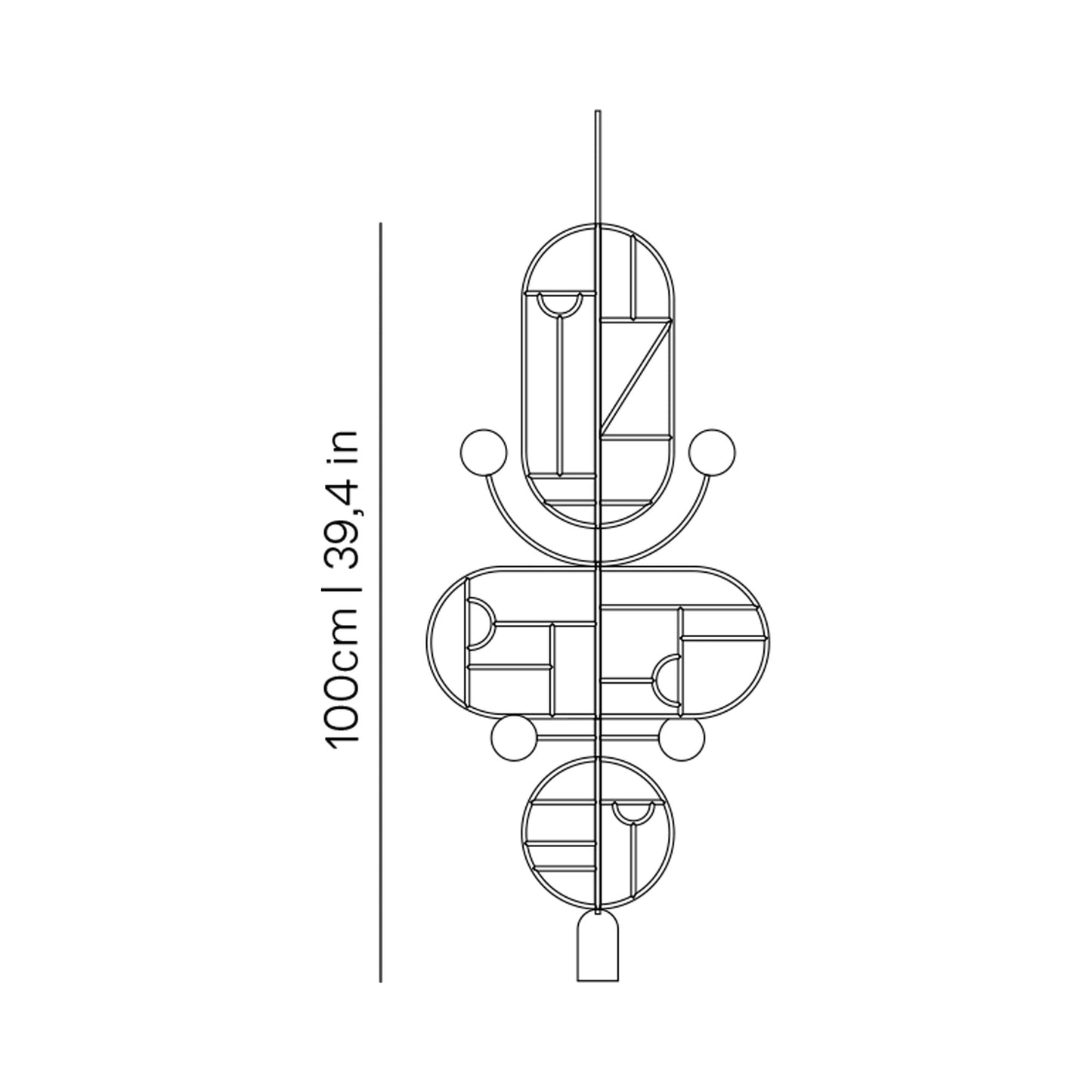 Wooden Dots WDS15 Pendant Light - line drawing.