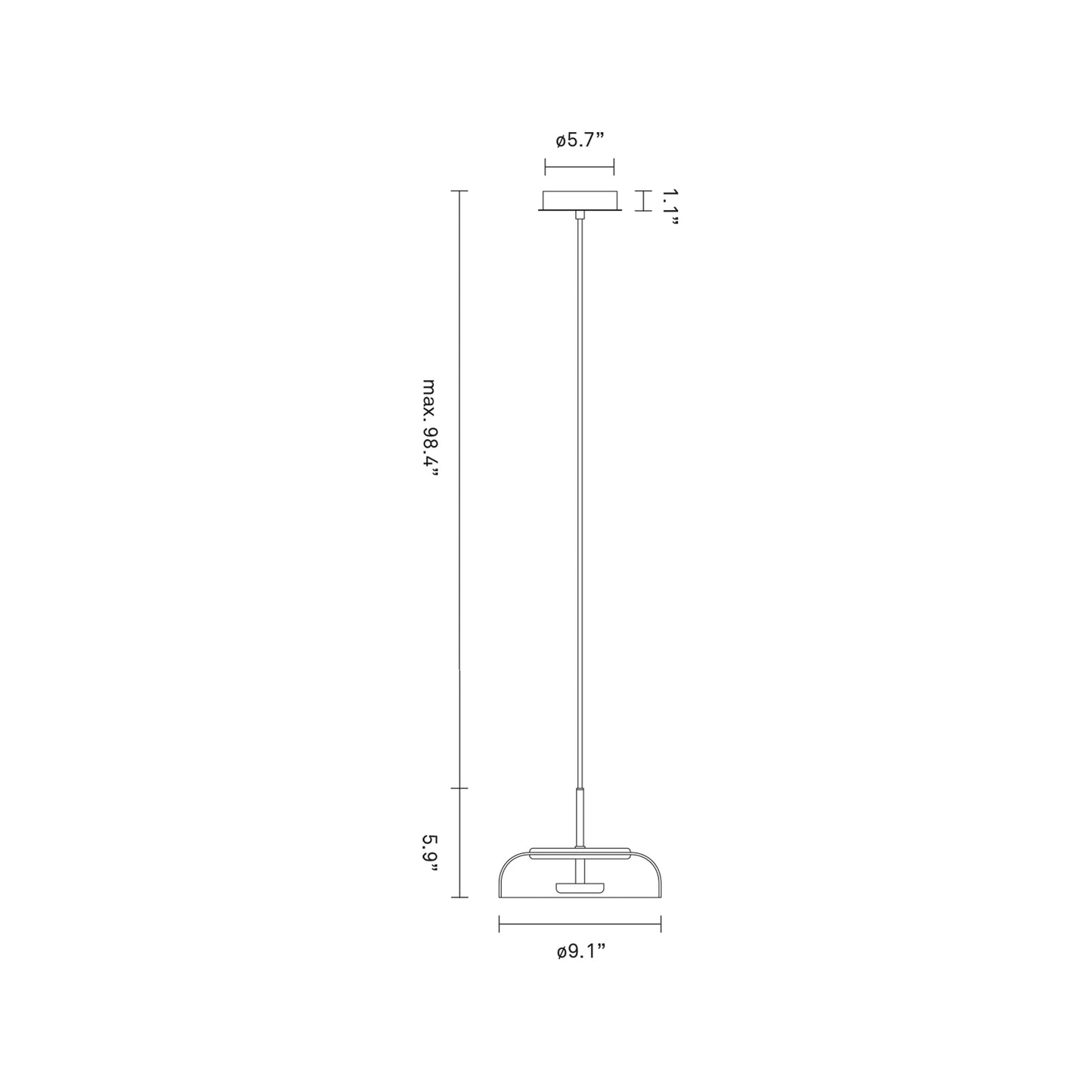 Blossi LED Pendant Light - line drawing.