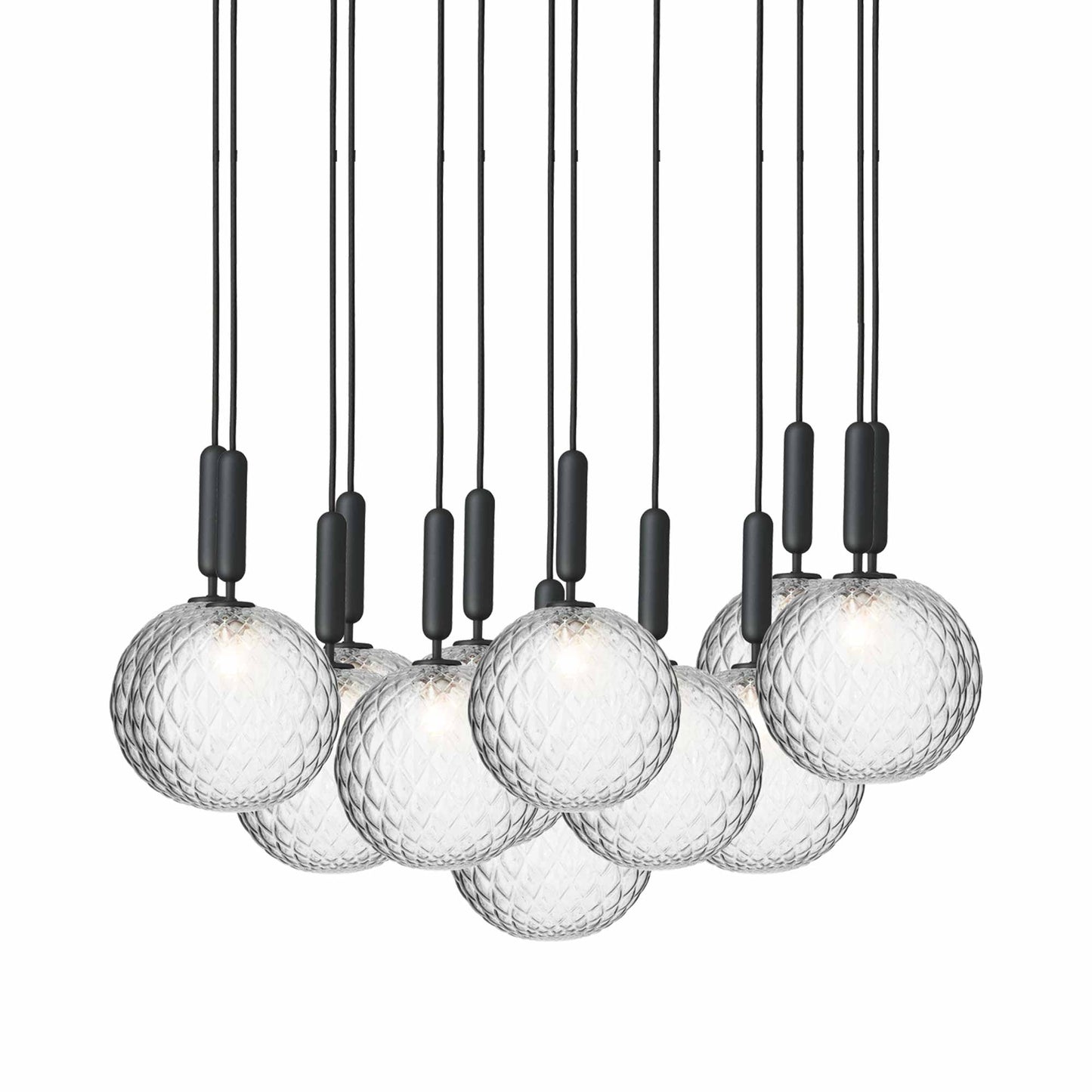 Miira Chandelier in Rock Grey/Optic Clear (13-Light/14.1-Inch).