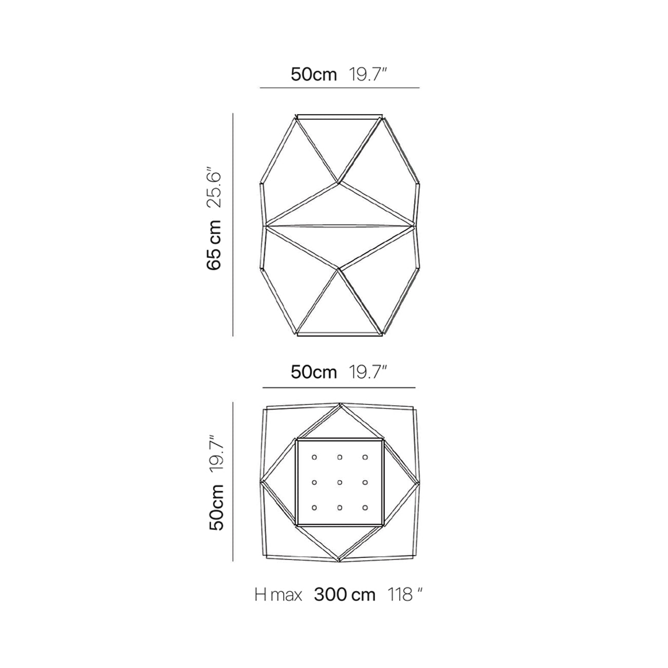 Fold Agathe Pendant Light - line drawing.