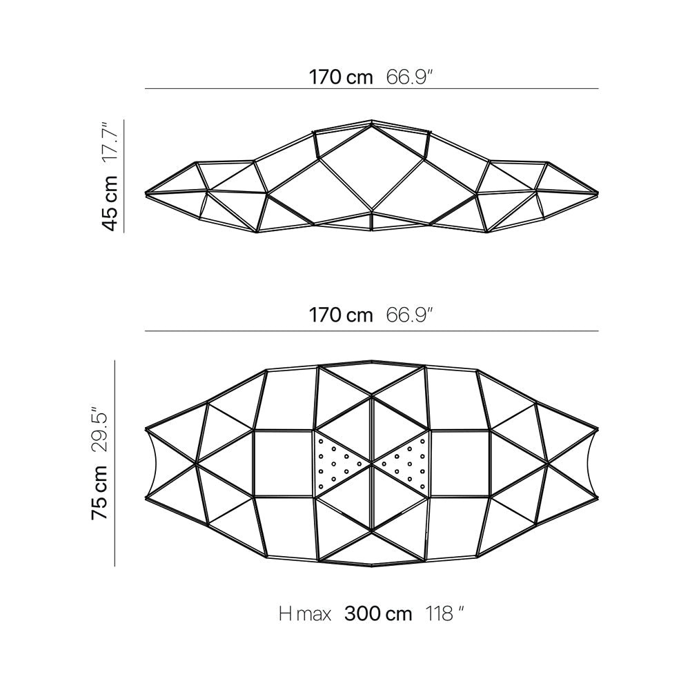 Fold Emeraude Pendant Light - line drawing.