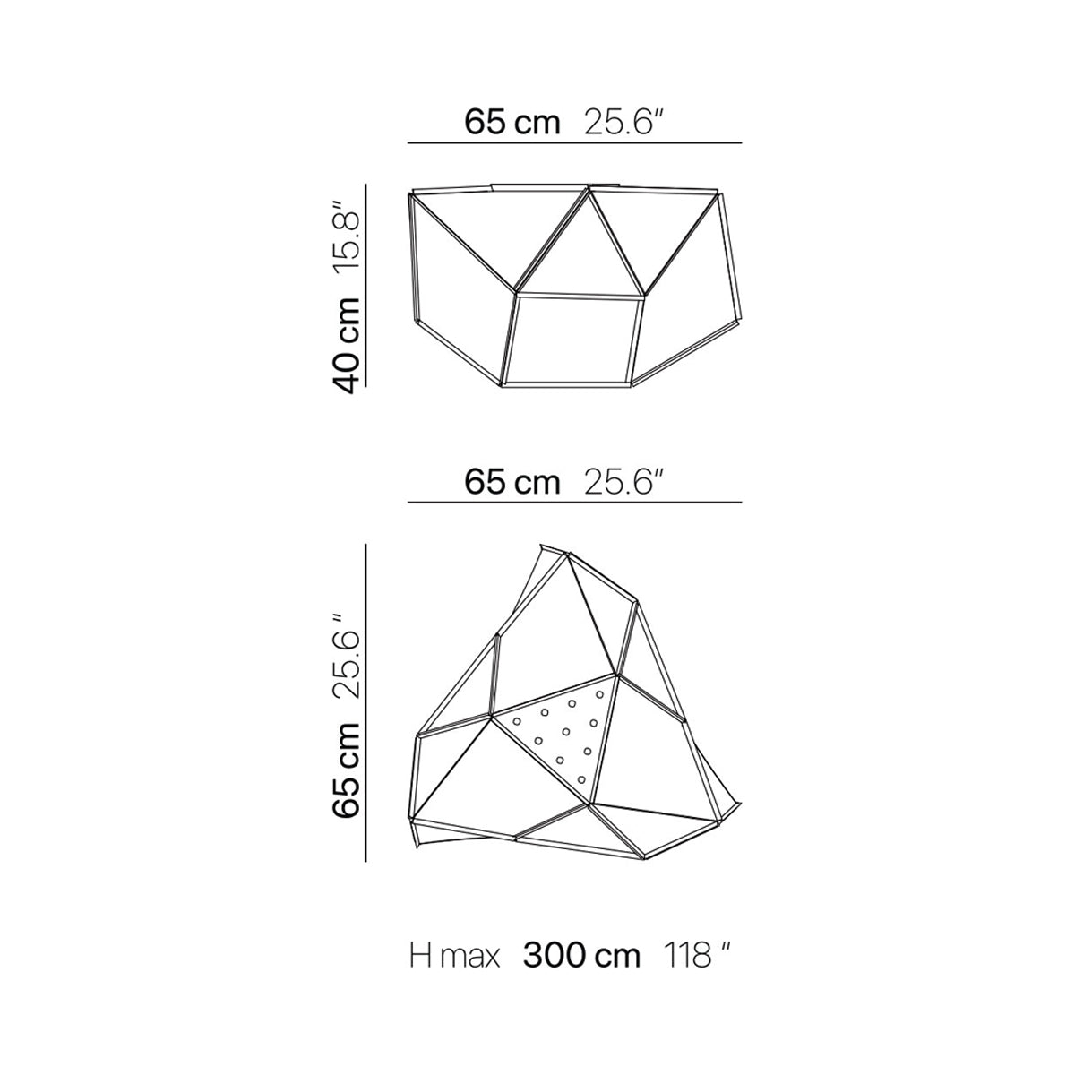 Fold Grenat Pendant Light - line drawing.