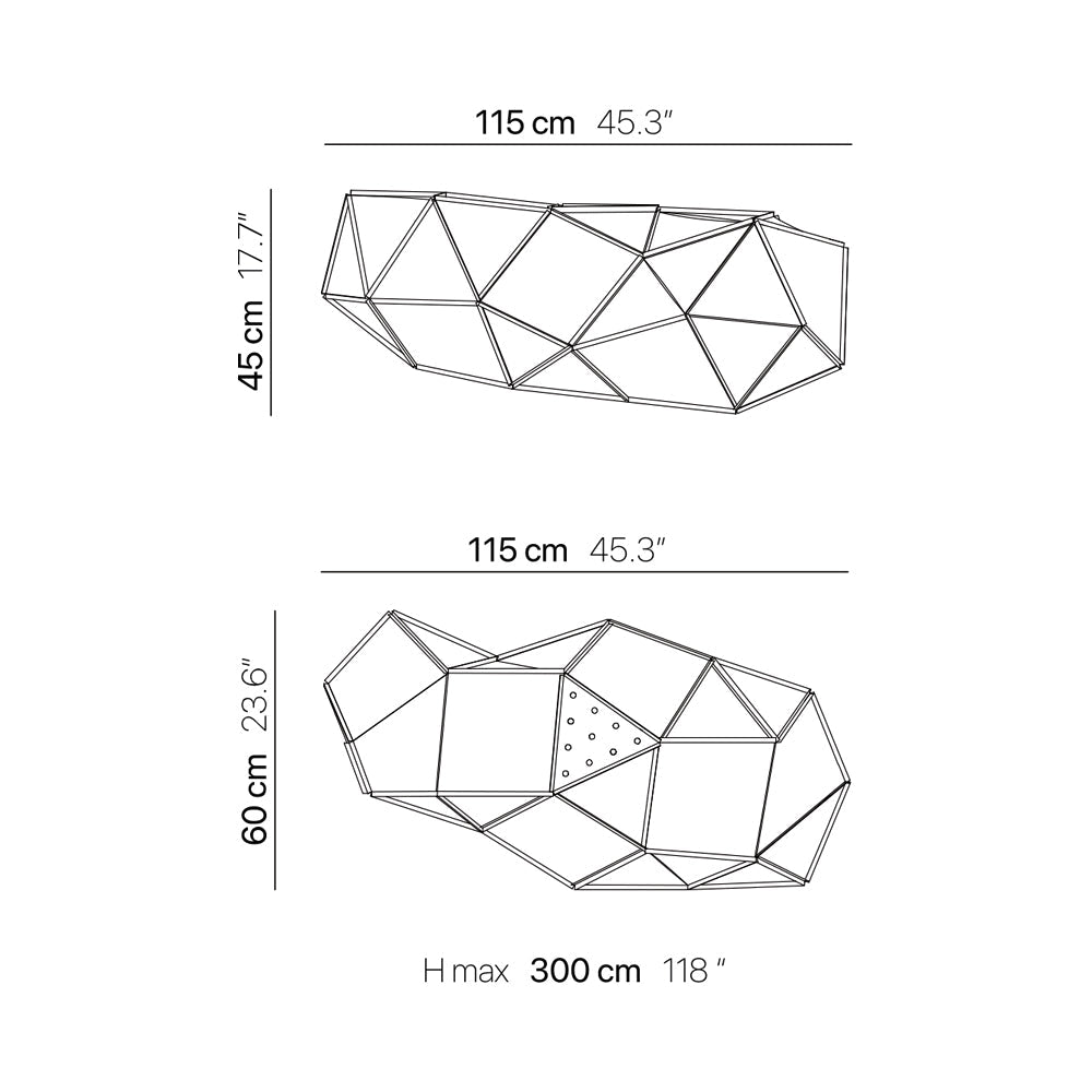 Fold Jade Pendant Light - line drawing.