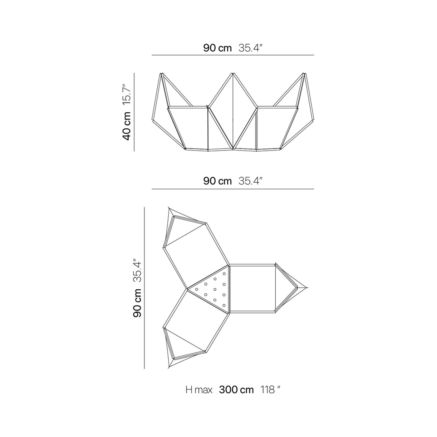 Fold Onyx Pendant Light - line drawing.