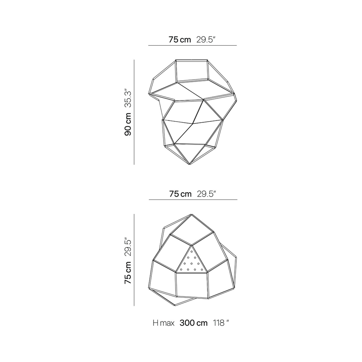 Fold Opale Pendant Light - line drawing.