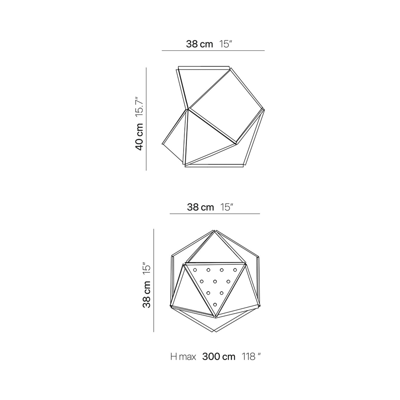 Fold Saphir Pendant Light - line drawing.