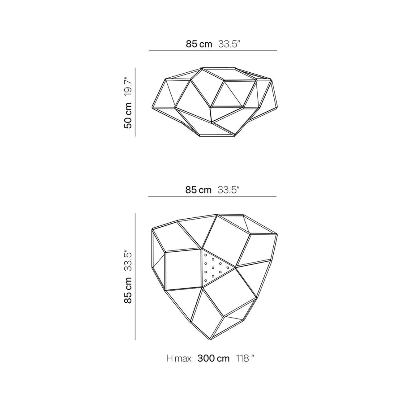 Fold Topaze Pendant Light - line drawing.