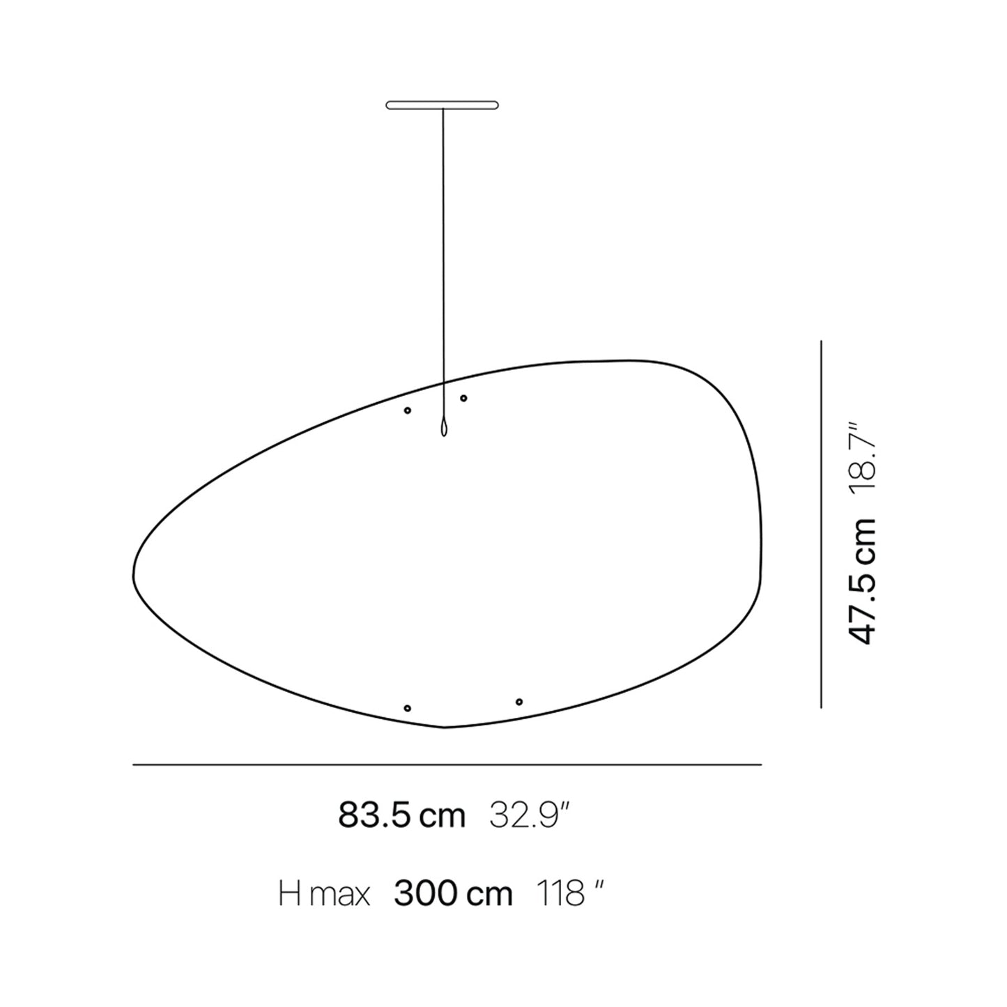 Smoothy Single Bro Pendant Light - line drawing.
