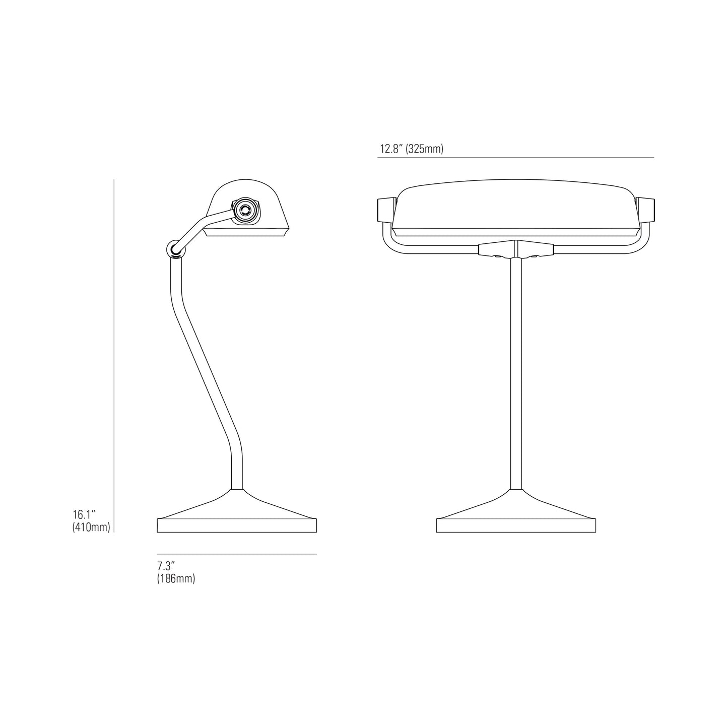 Bankers LED Table Lamp - line drawing.