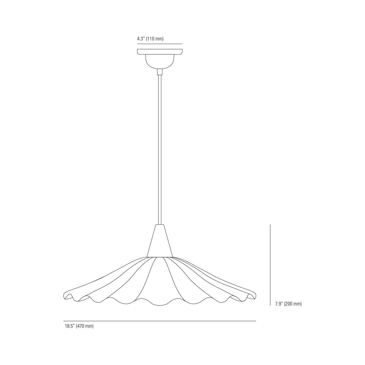 Christie Pendant Light - line drawing.