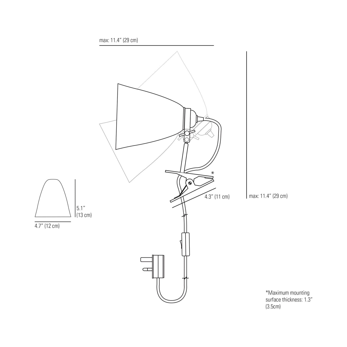 Circle Line Clip Spot Light - line drawing.