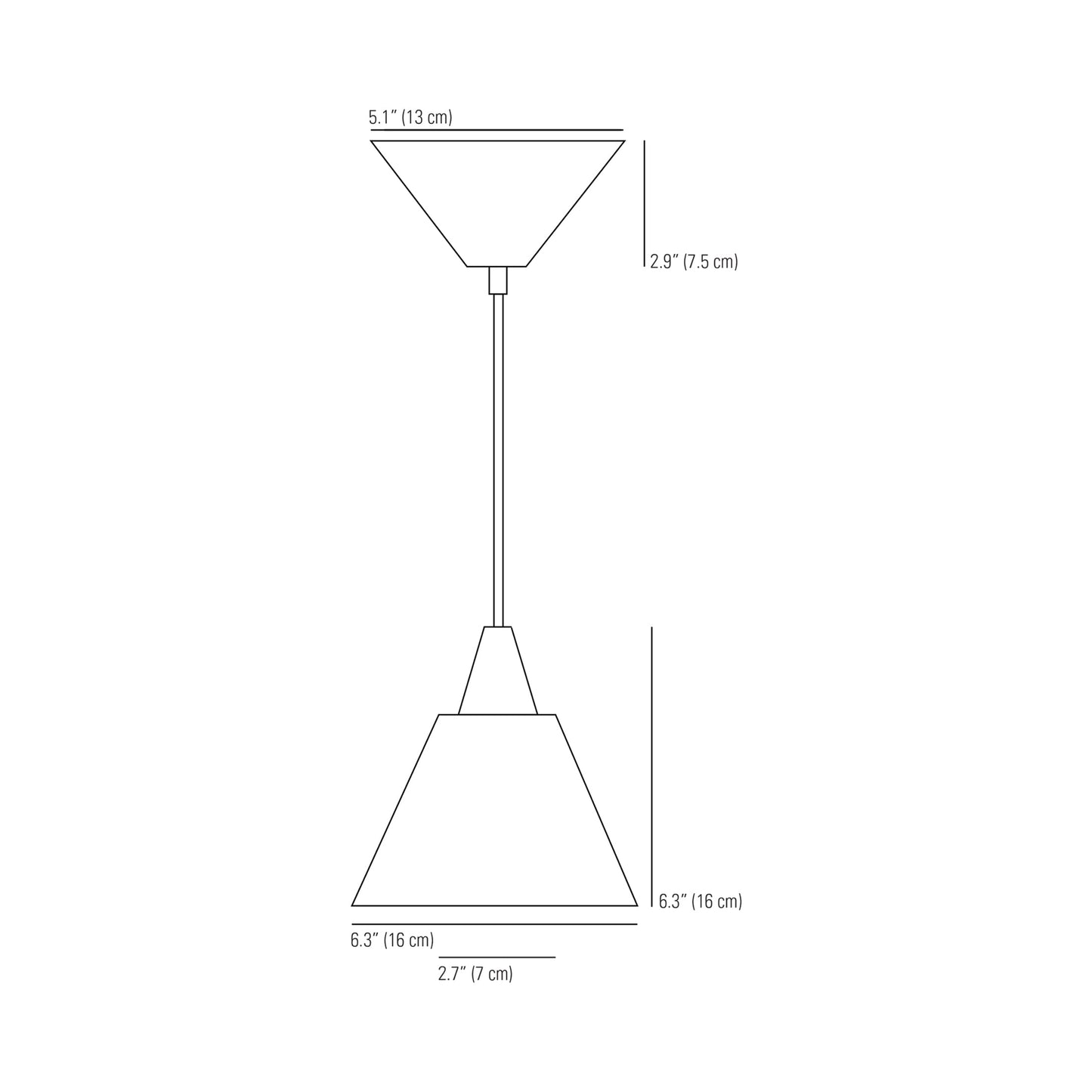 Circus Prismatic Pendant Light - line drawing.