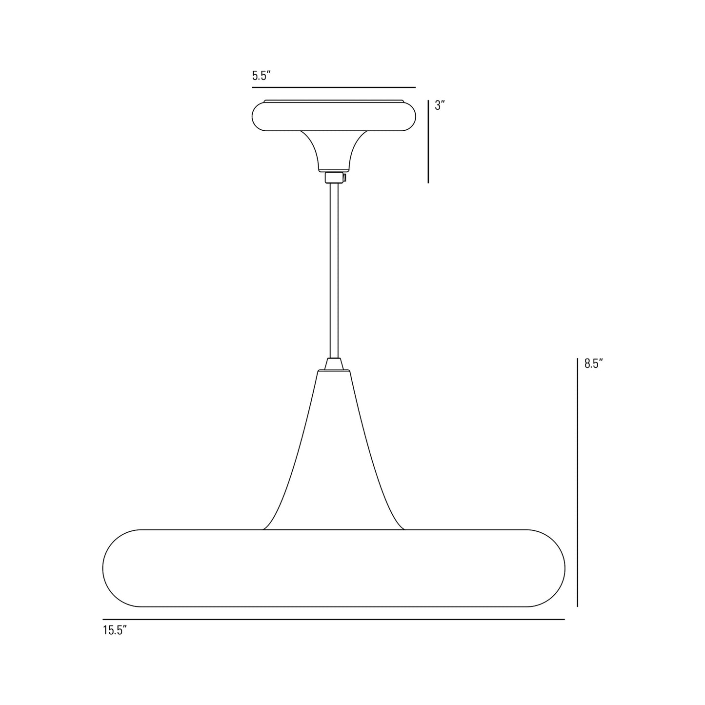 Drop Three Pendant Light - line drawing.