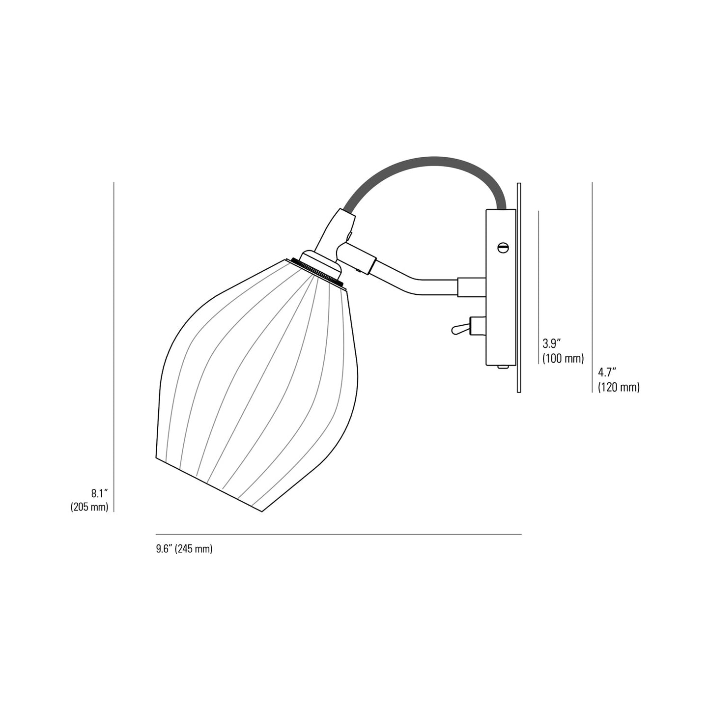 Fin Wall Light - line drawing.