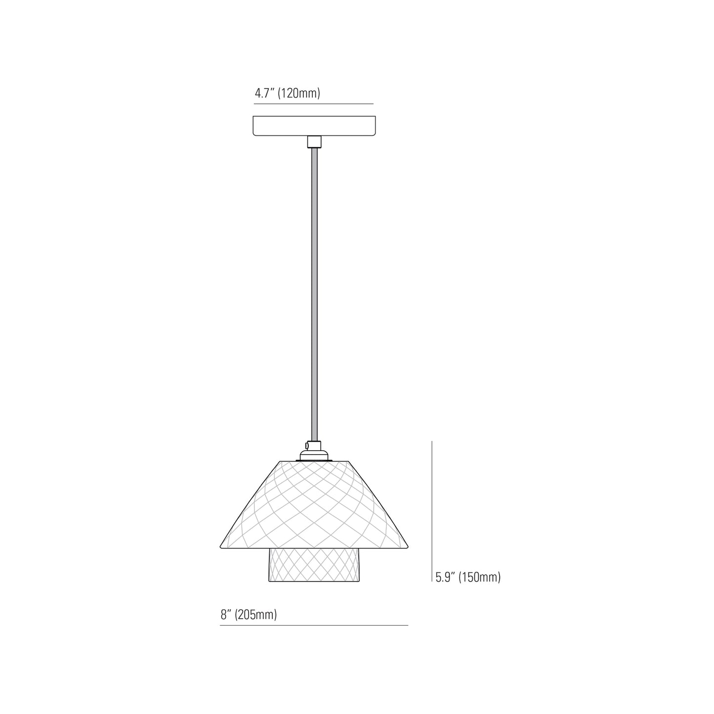 Oxford Double Pendant Light - line drawing.