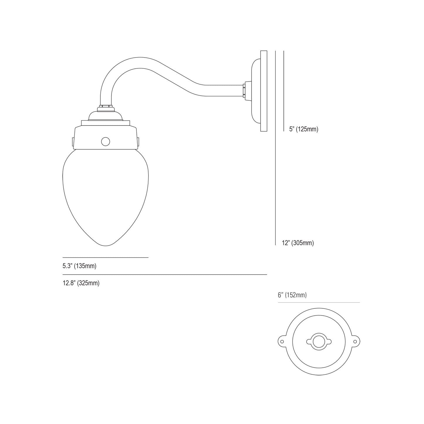 Pine Wall Light - line drawing.