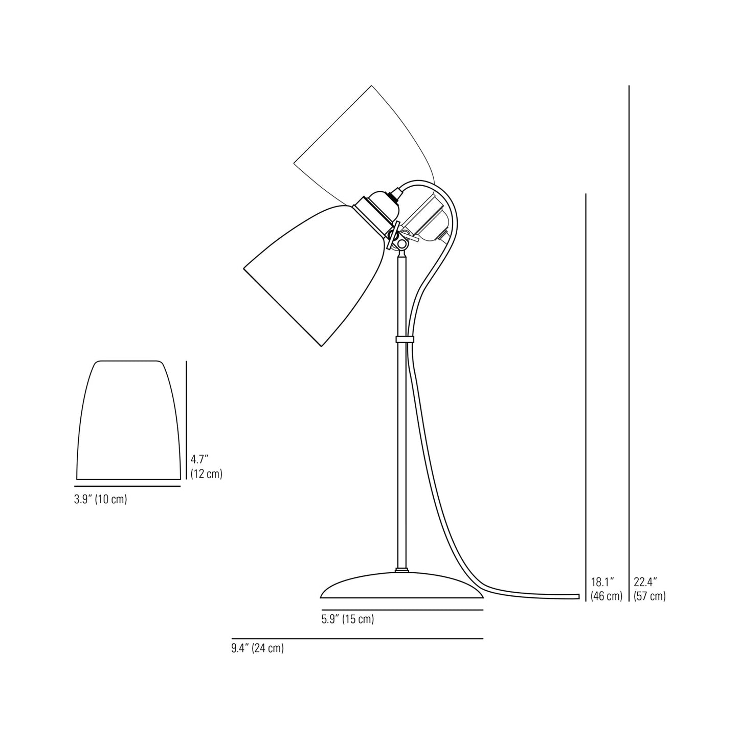 Primo Table Lamp - line drawing.
