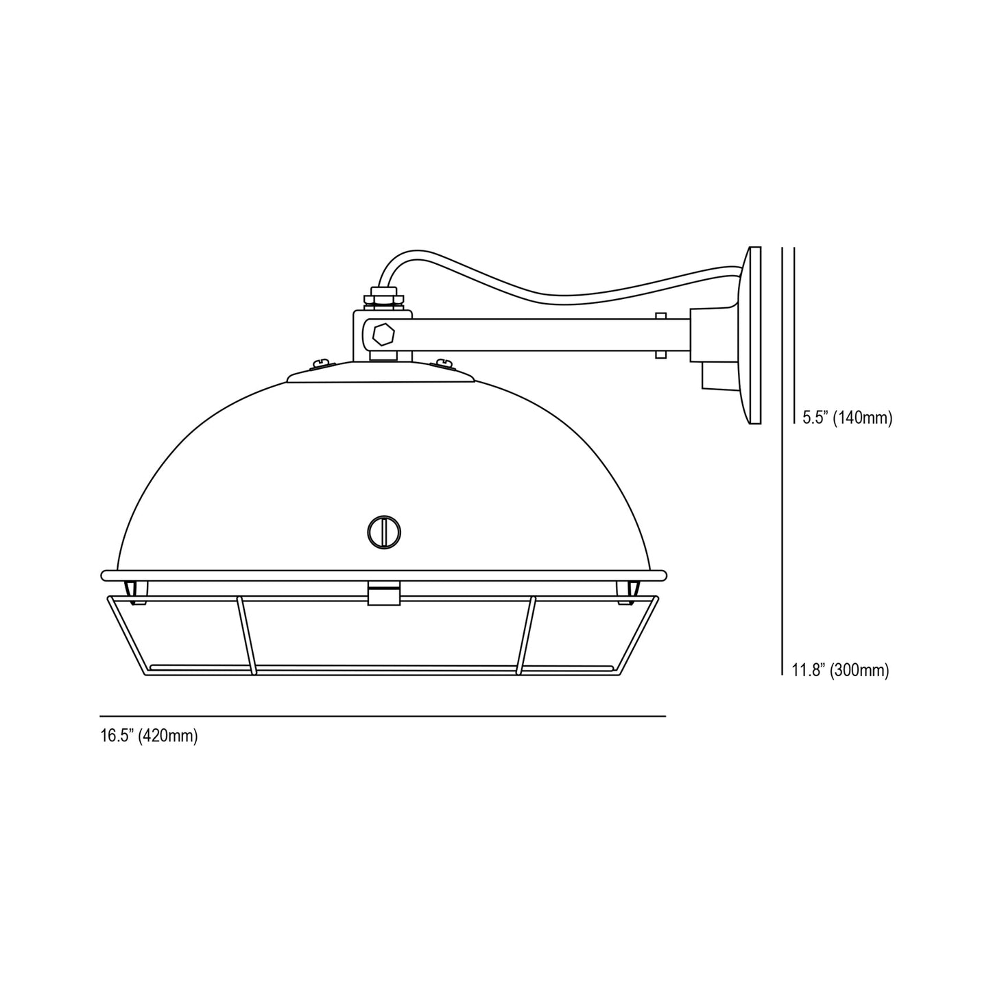 Steel Working Wall Light - line drawing.