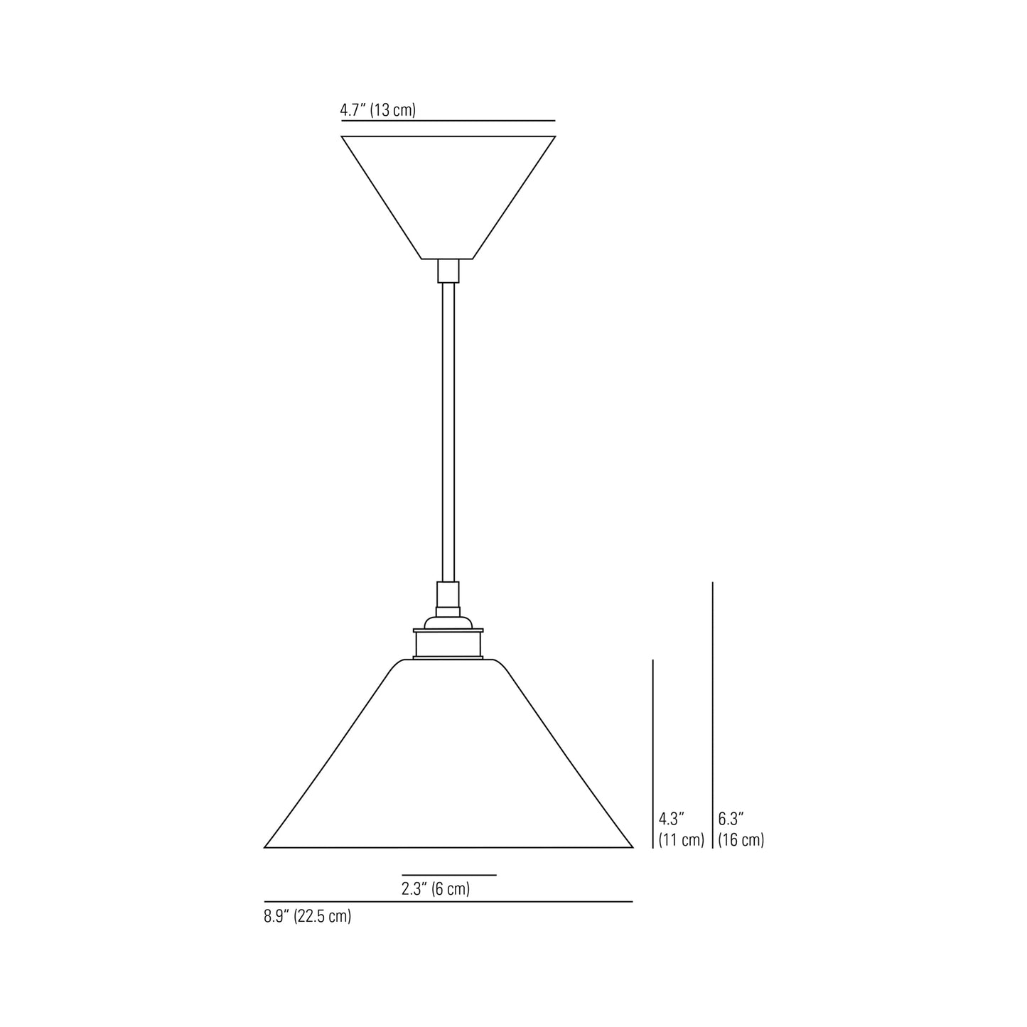 Task Ceramic Pendant Light - line drawing.