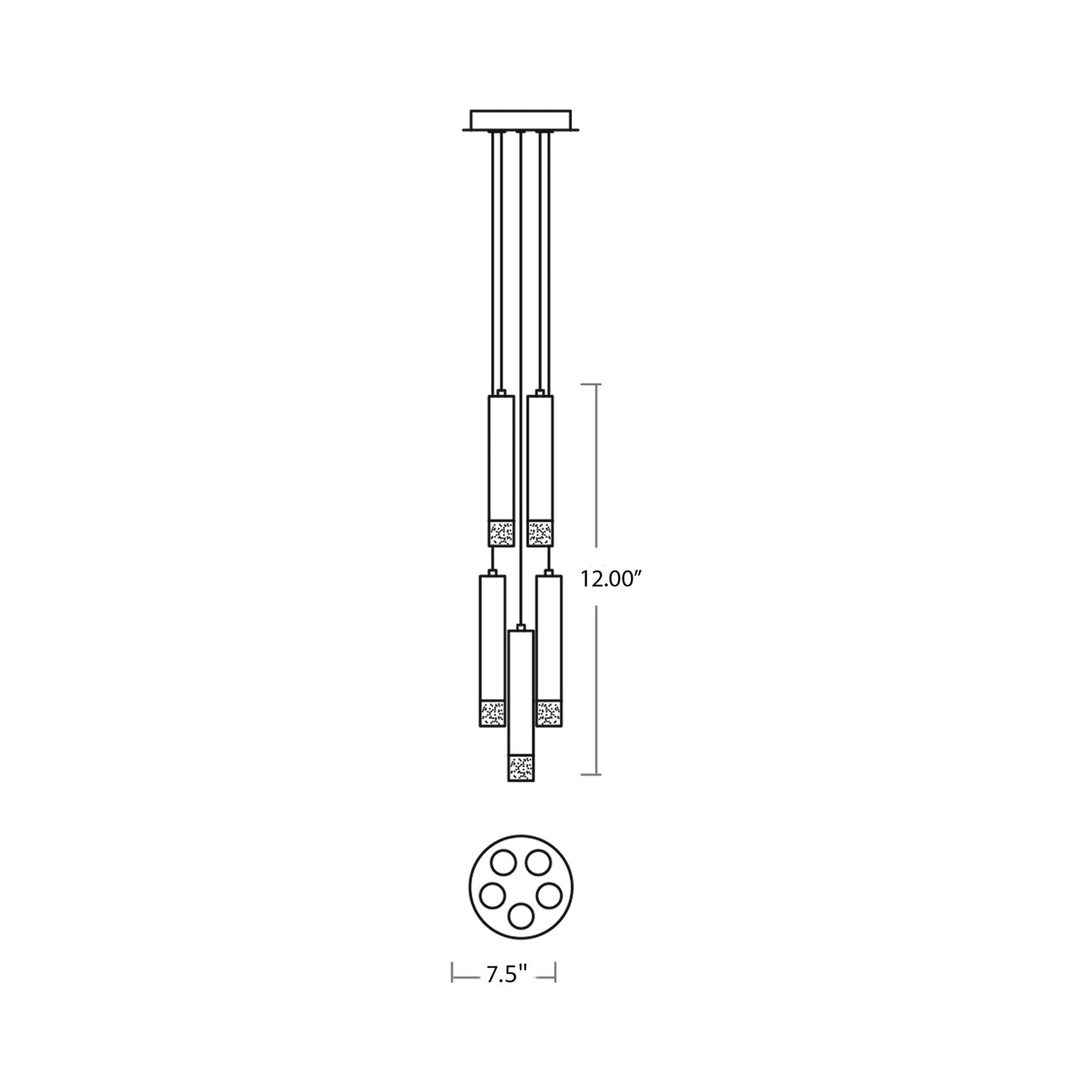 Alarum LED Multi Light Pendant Light - line drawing.