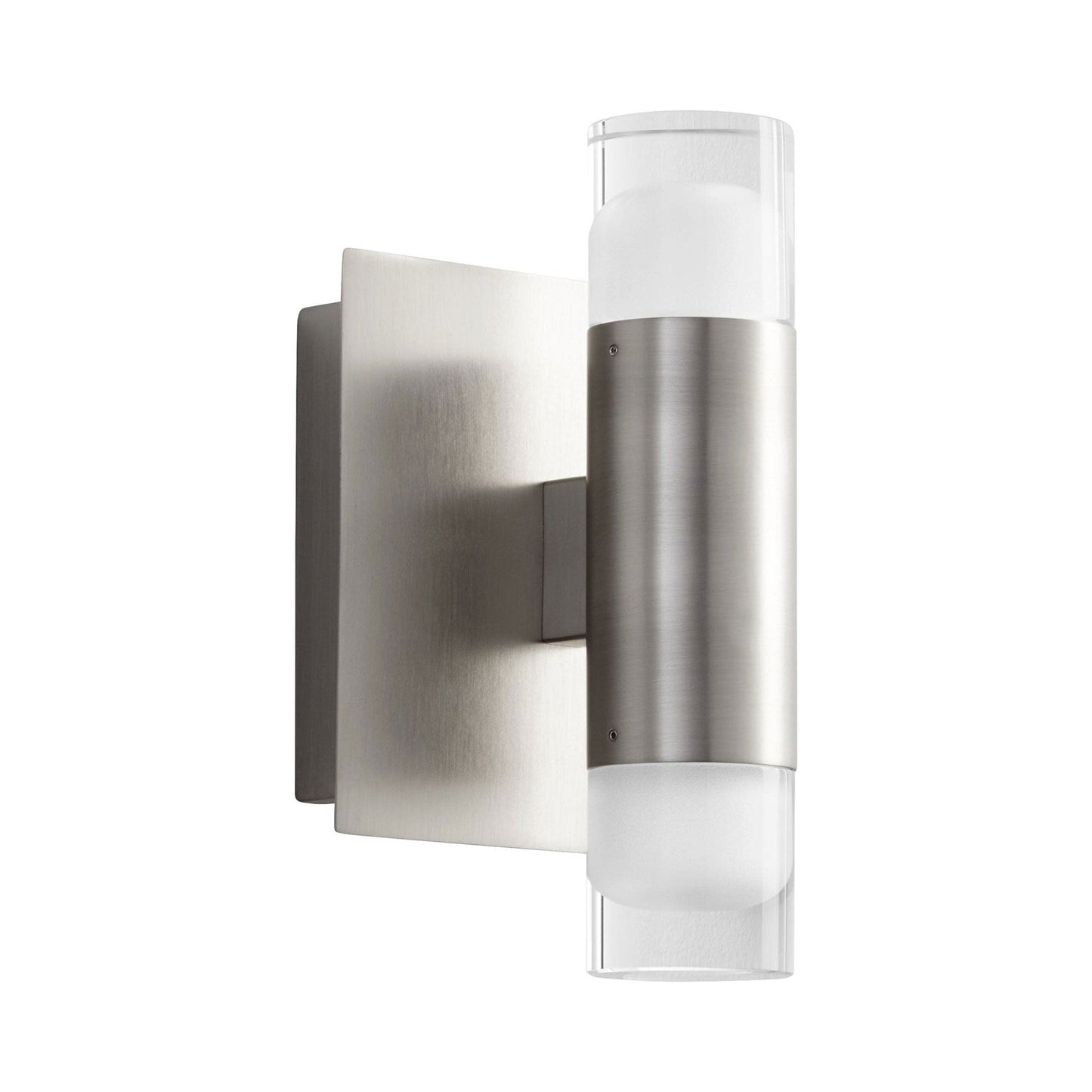 Alarum LED Wall Light in Satin Nickel.
