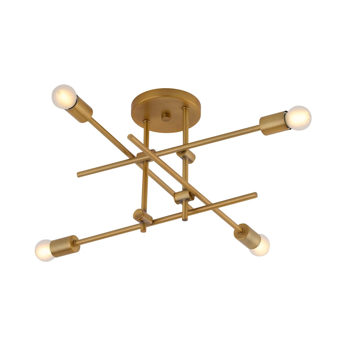 Mika Semi Flush Mount Ceiling Light in Brushed Brass.