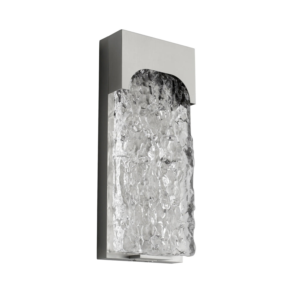 Nitro Outdoor LED Wall Light in Satin Nickel.