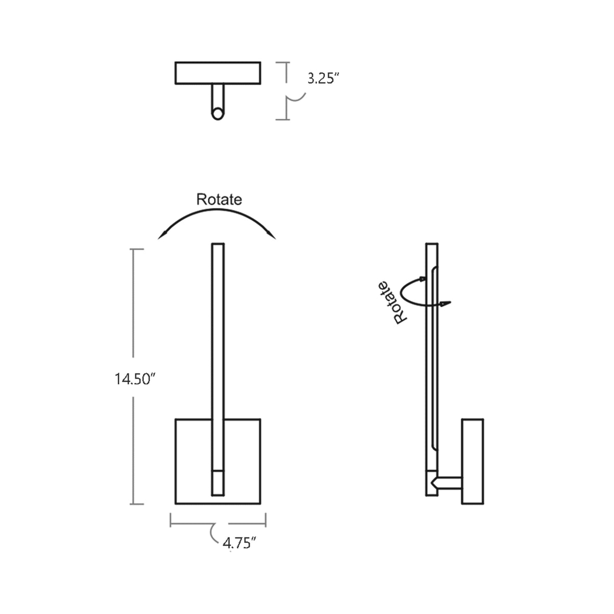 Palillos Single LED Wall Light - line drawing.