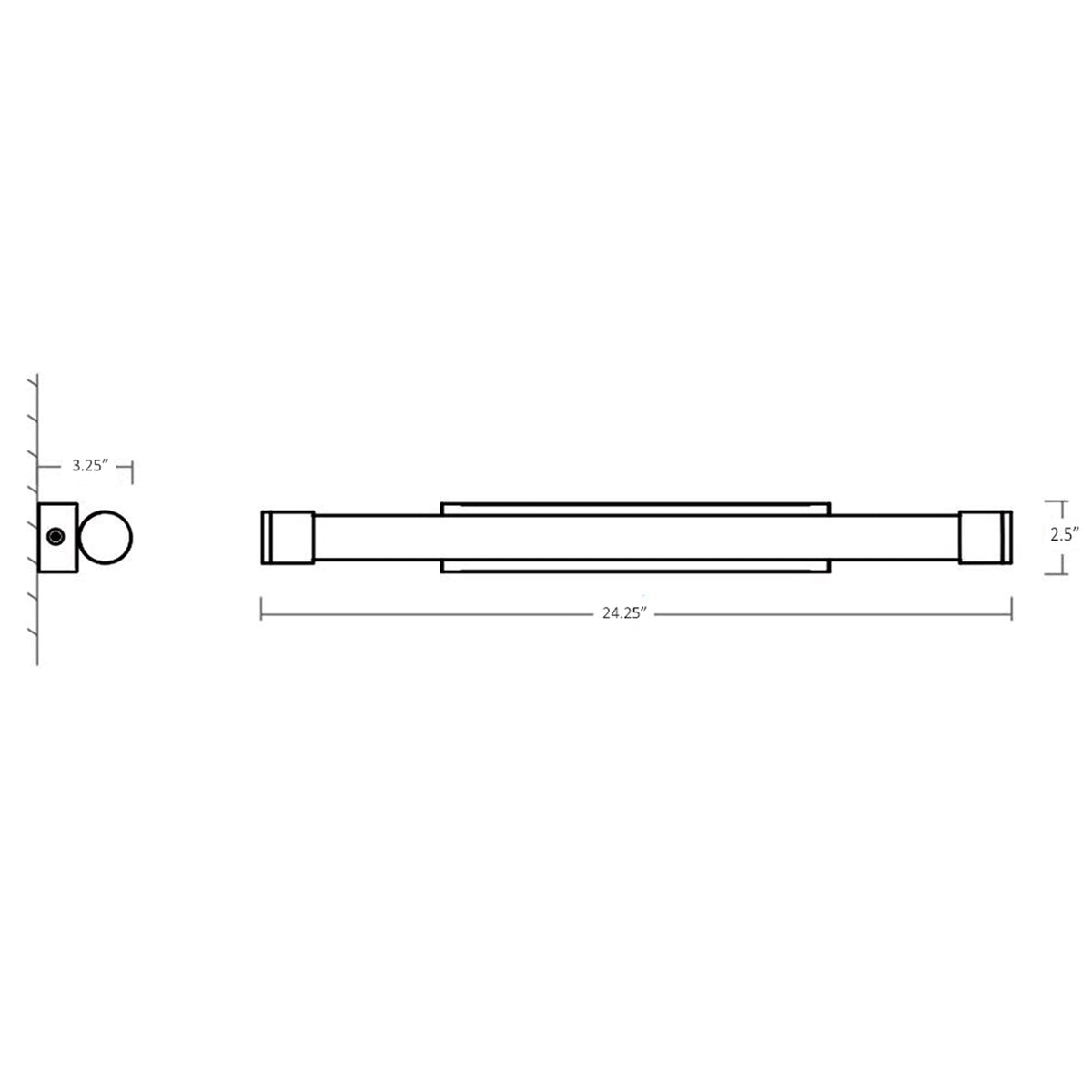 Zenith LED Vanity Wall Light - line drawing.