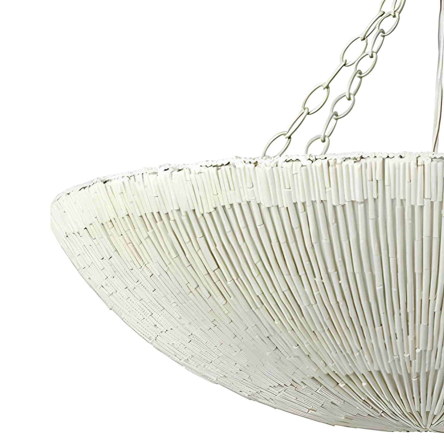 Cora Rattan Chandelier in Detail.
