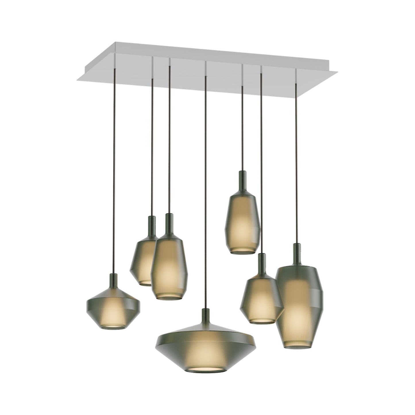 Mom Rectangular Chandelier in Matt Sage Green.