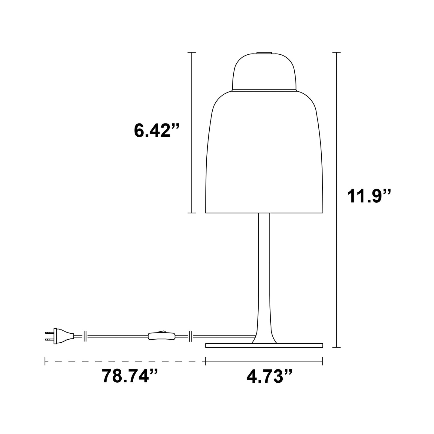 Champagne Table Lamp - line drawing.