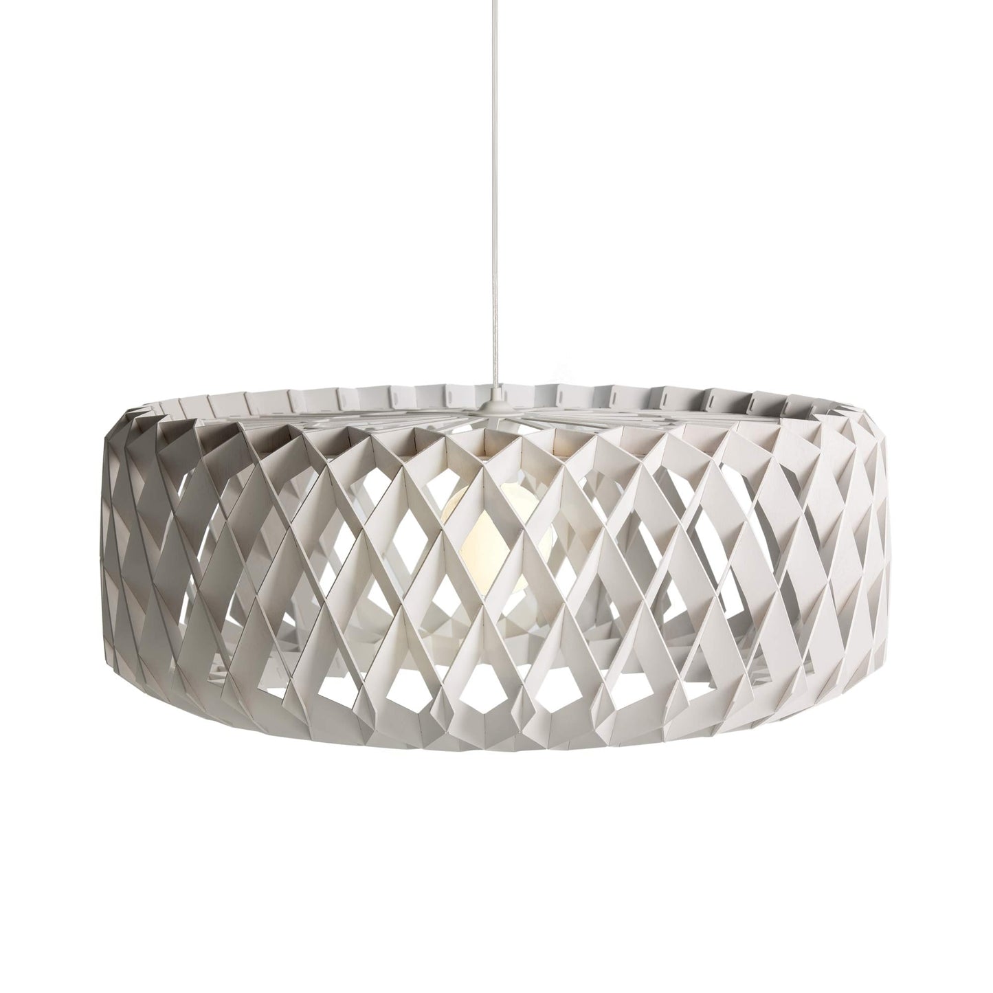 Pilke Drum Pendant Light in White Stained (Large).