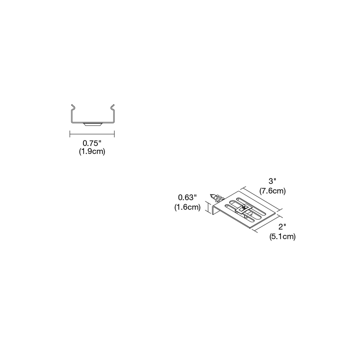 Flex Neon 0.5-Inch Mounting Clips- line drawing.