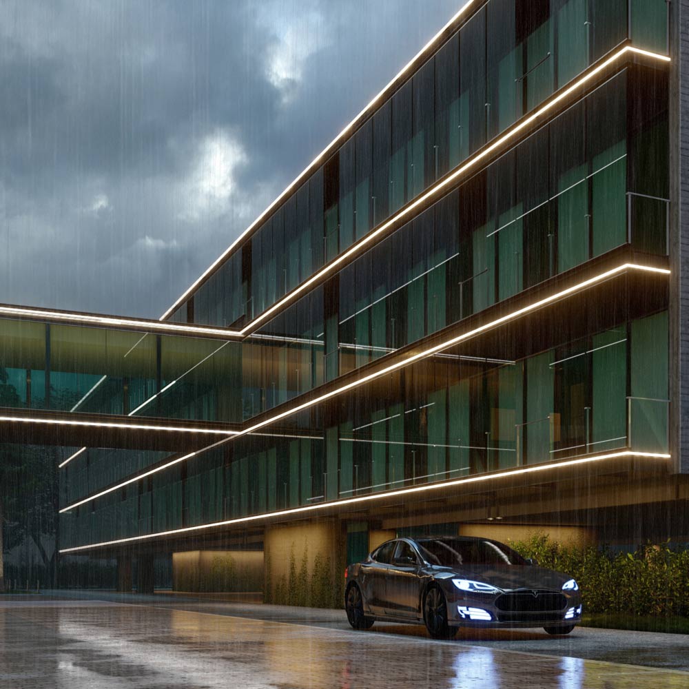 Flex Neon Outdoor LED Three Sided Lens Tape Light in Outside Area.