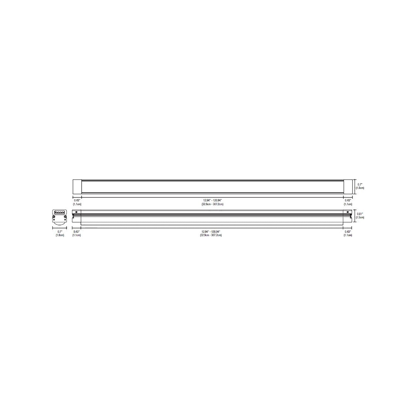 Light Channel LED Surface Mount Ceiling Light - line drawing.