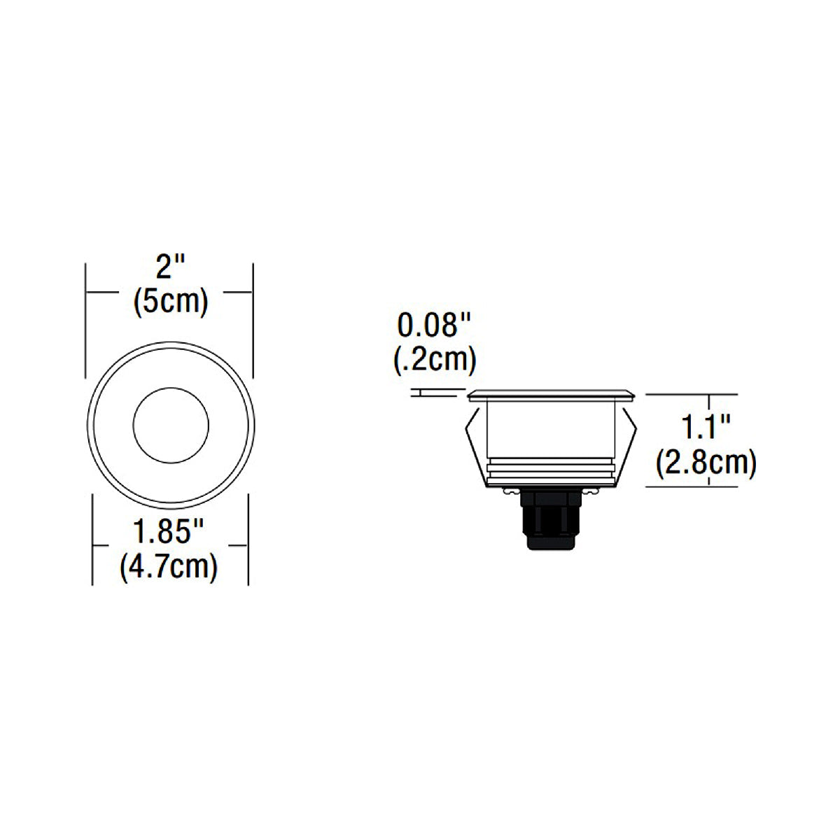 Miniport LED Step Light - line drawing.