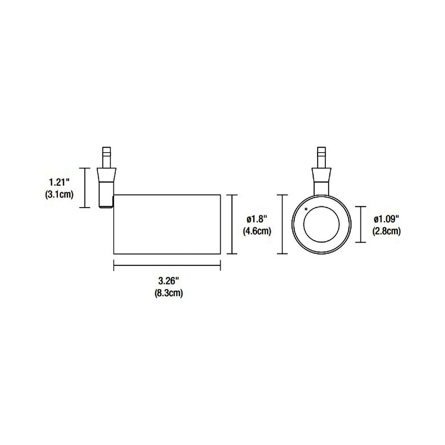 Piston LED Monorail Head - line drawing.