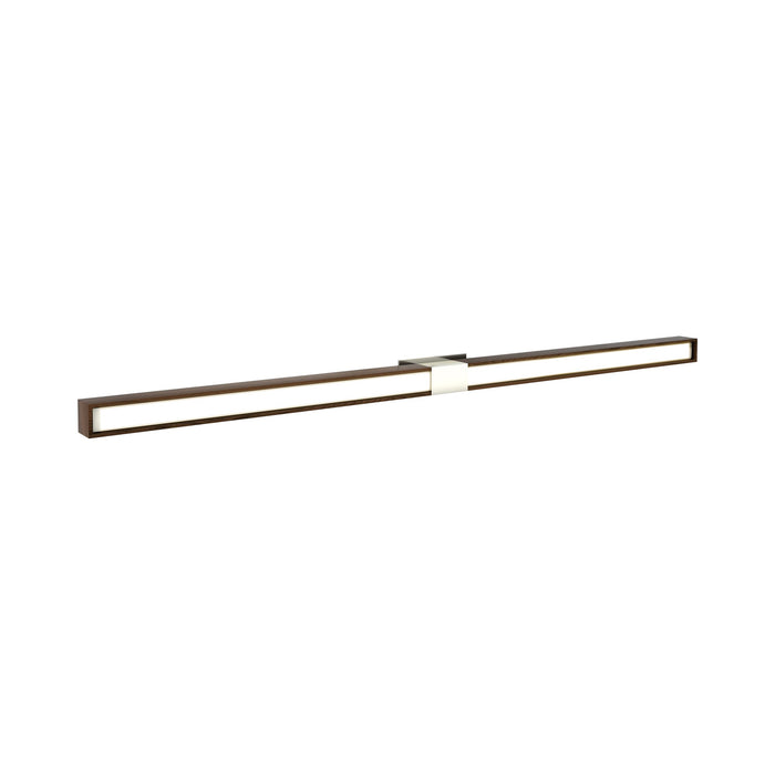 Tie Stix 2-Light 60-Inch LED Vanity Wall Light with Remote Power Supply in Satin Nickel/Wood Walnut (1" Rectangle).