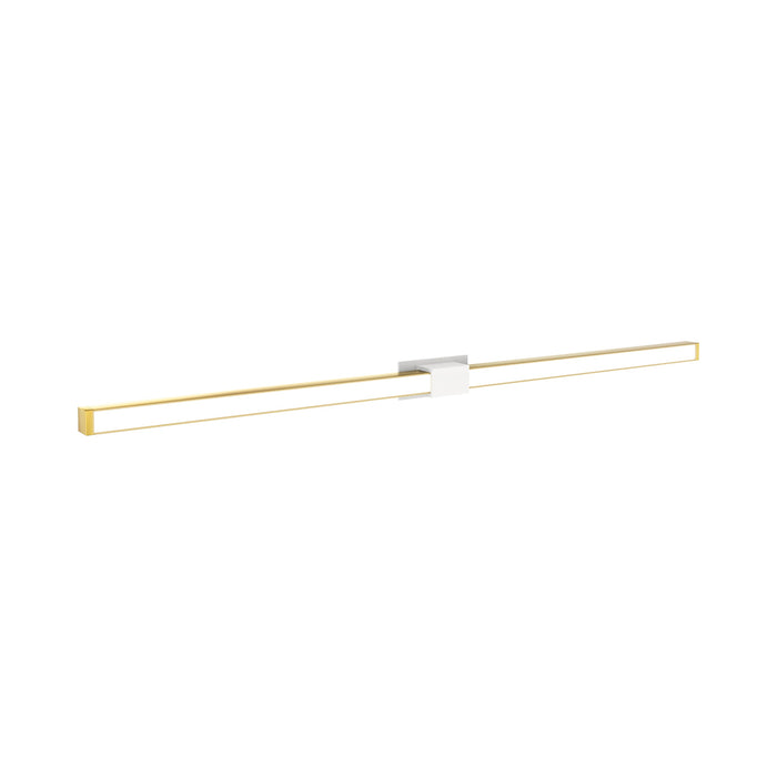 Tie Stix 2-Light 60-Inch LED Vanity Wall Light with Remote Power Supply in White/Satin Brass (1" Rectangle).