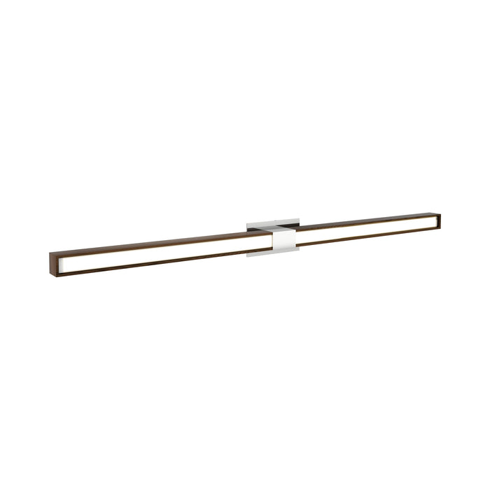 Tie Stix 2-Light 60-Inch LED Vanity Wall Light with Remote Power Supply in Chrome/Wood Walnut (2.3" x 4.6" Rectangle).