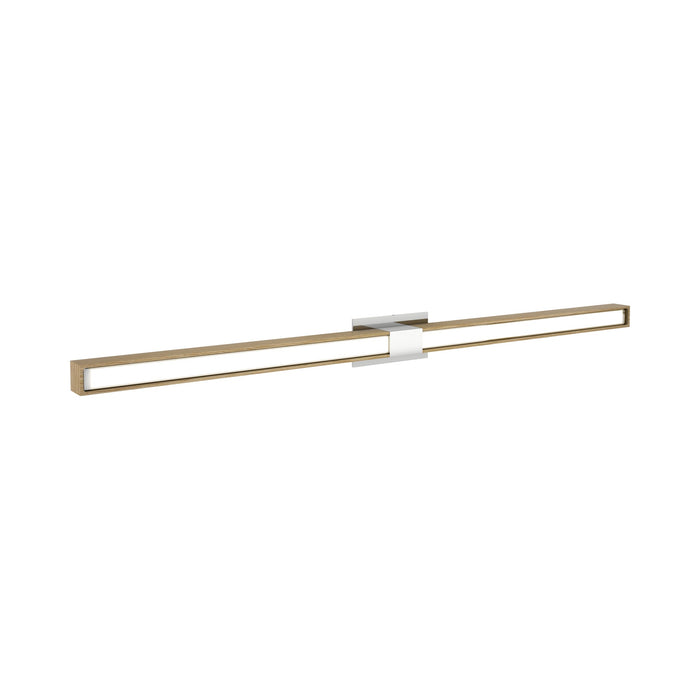 Tie Stix 2-Light 60-Inch LED Vanity Wall Light with Remote Power Supply in Chrome/Wood White Oak (2.3" x 4.6" Rectangle).