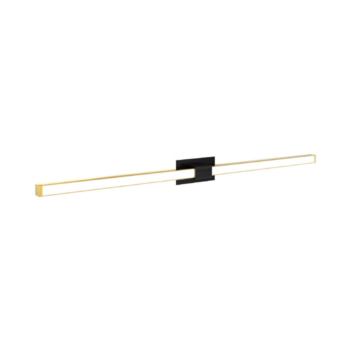 Tie Stix 2-Light 60-Inch LED Vanity Wall Light with Remote Power Supply in Satin Black/Satin Brass (2.3" x 4.6" Rectangle).