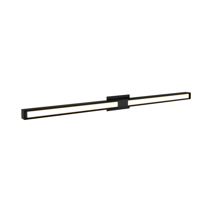 Tie Stix 2-Light 60-Inch LED Vanity Wall Light with Remote Power Supply in Satin Black/Wood Espresso (2.3" x 4.6" Rectangle).