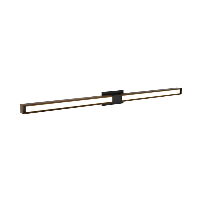 Tie Stix 2-Light 60-Inch LED Vanity Wall Light with Remote Power Supply in Satin Black/Wood Walnut (2.3" x 4.6" Rectangle).