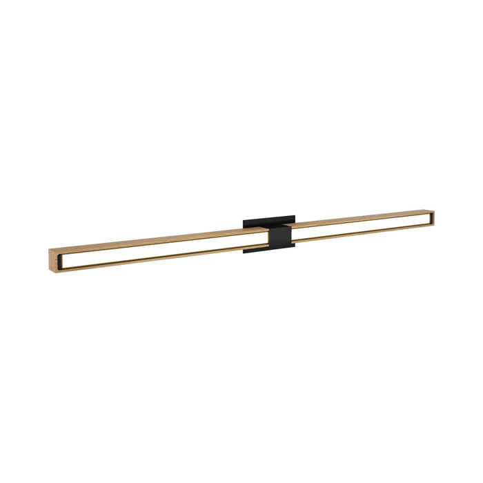 Tie Stix 2-Light 60-Inch LED Vanity Wall Light with Remote Power Supply in Satin Black/Wood White Oak (2.3" x 4.6" Rectangle).