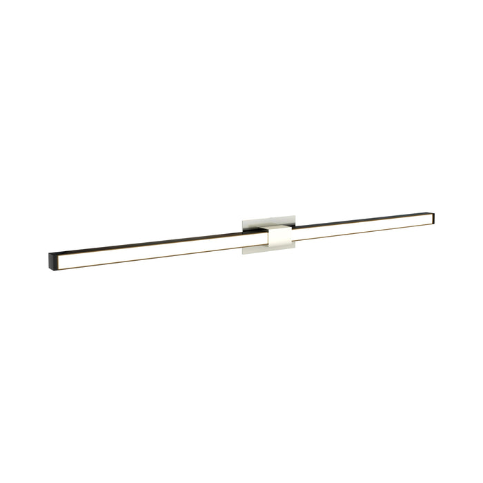 Tie Stix 2-Light 60-Inch LED Vanity Wall Light with Remote Power Supply in Satin Nickel/Satin Black (2.3" x 4.6" Rectangle).