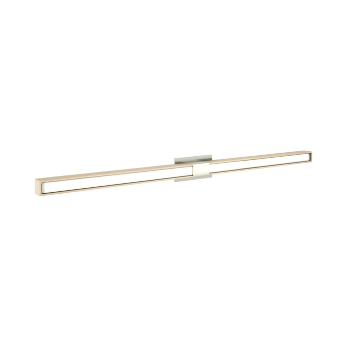 Tie Stix 2-Light 60-Inch LED Vanity Wall Light with Remote Power Supply in Satin Nickel/Wood Maple (2.3" x 4.6" Rectangle).