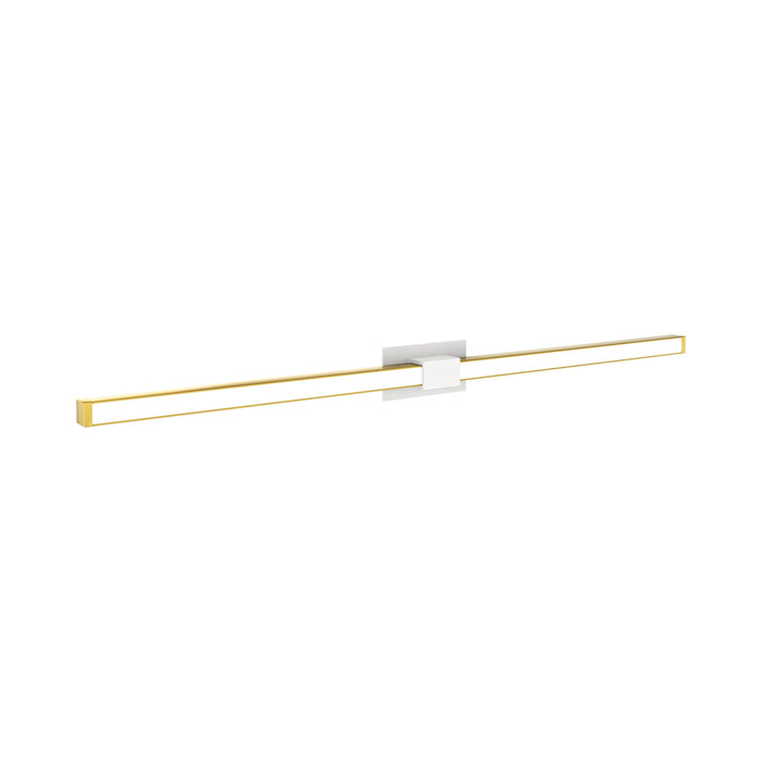 Tie Stix 2-Light 60-Inch LED Vanity Wall Light with Remote Power Supply in White/Satin Brass (2.3" x 4.6" Rectangle).